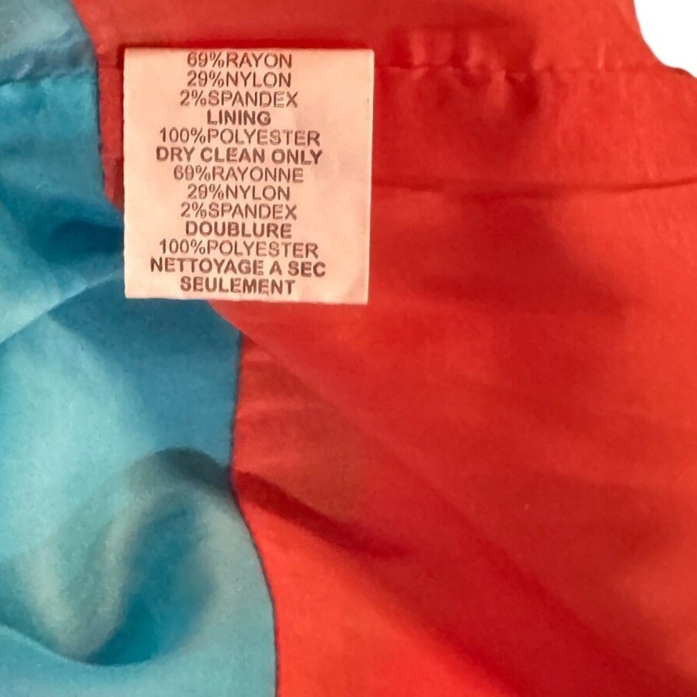 Trina Turk Blue Orange White Colorblock Sleeveless Shift Dress Mini Boatneck - Picture 5 of 8